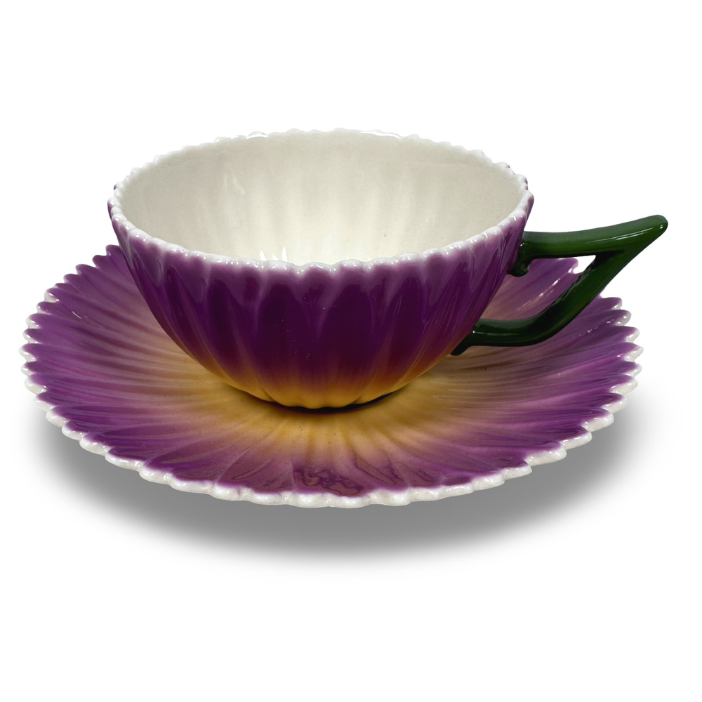 Two’s Company Conservatory Collection Tea Cup & Saucer Purple Flower